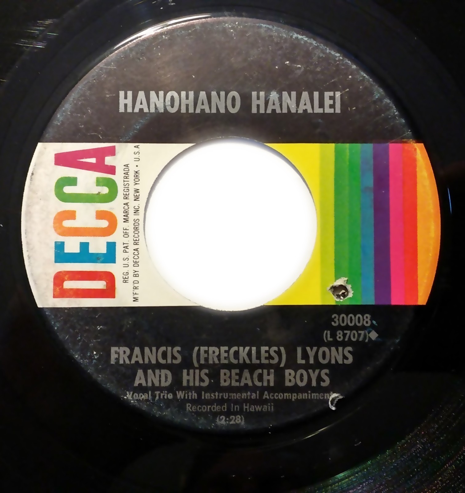 45 SURF ROCK / Francis Lyons And His Beach Boys  (Free USA Shipping)