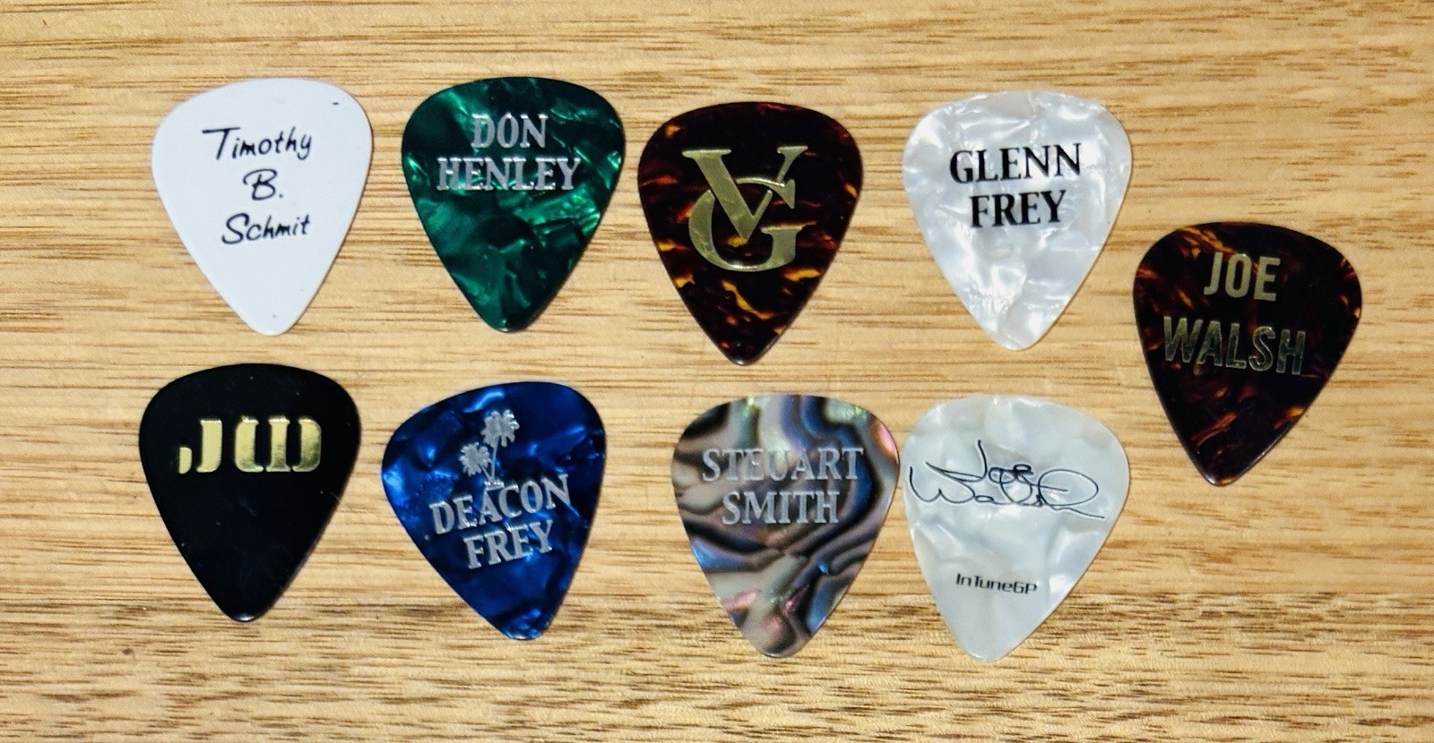 Eagles 2019 Tour Artist Guitar Picks Henley Glenn Fry Joe Walsh Tim VG Frey Smi+