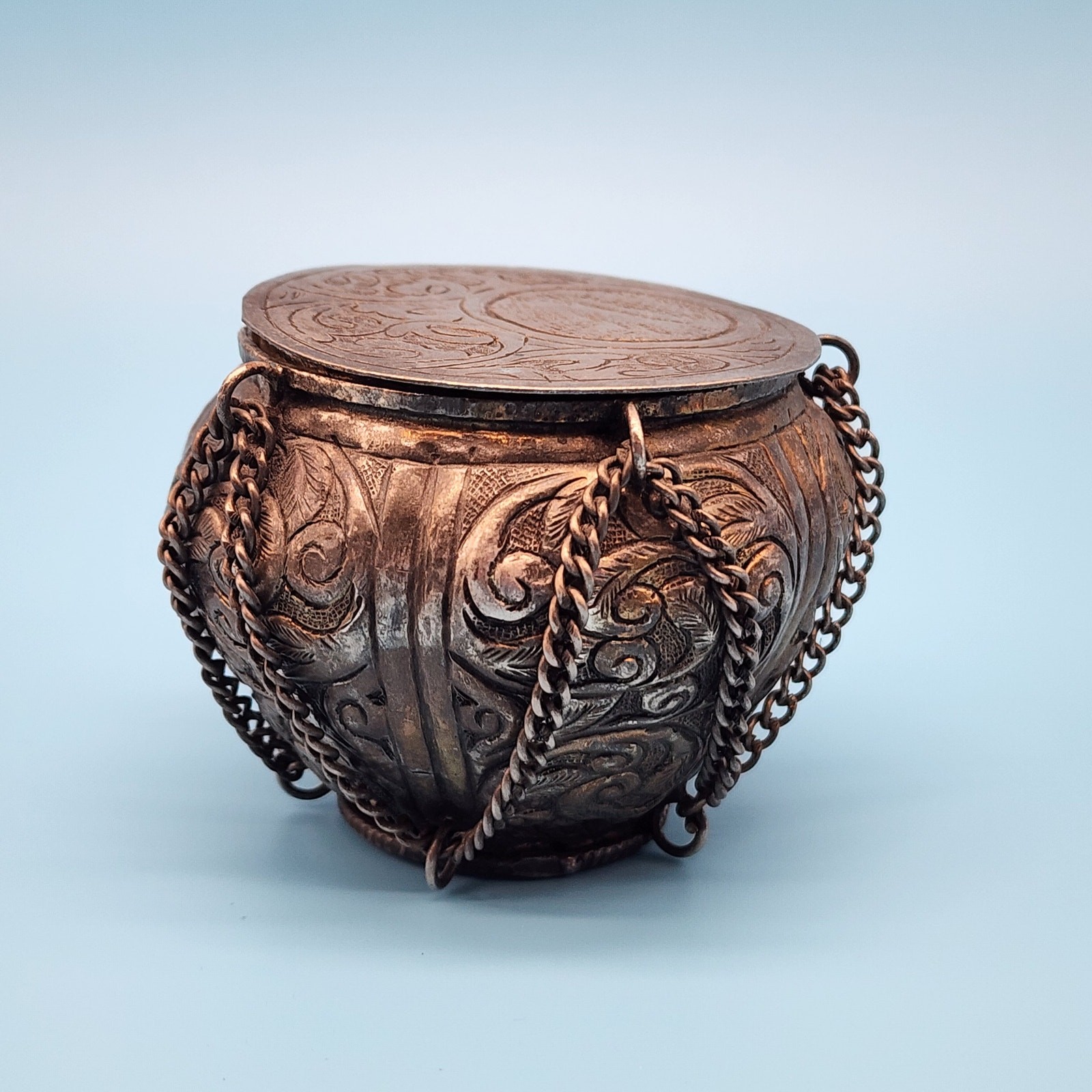 Vintage Tabla Drum Lidded Metal Trinket Box Musical Instrument Decorative
