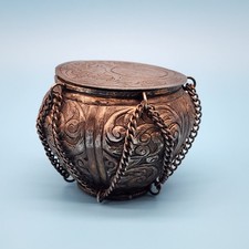 Vintage Tabla Drum Lidded Metal Trinket Box Musical Instrument Decorative picture