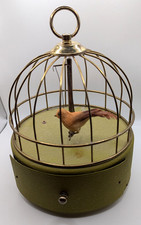 Vintage MCM Japan Wind Up Bird In Cage Musical Jewel Box Works picture