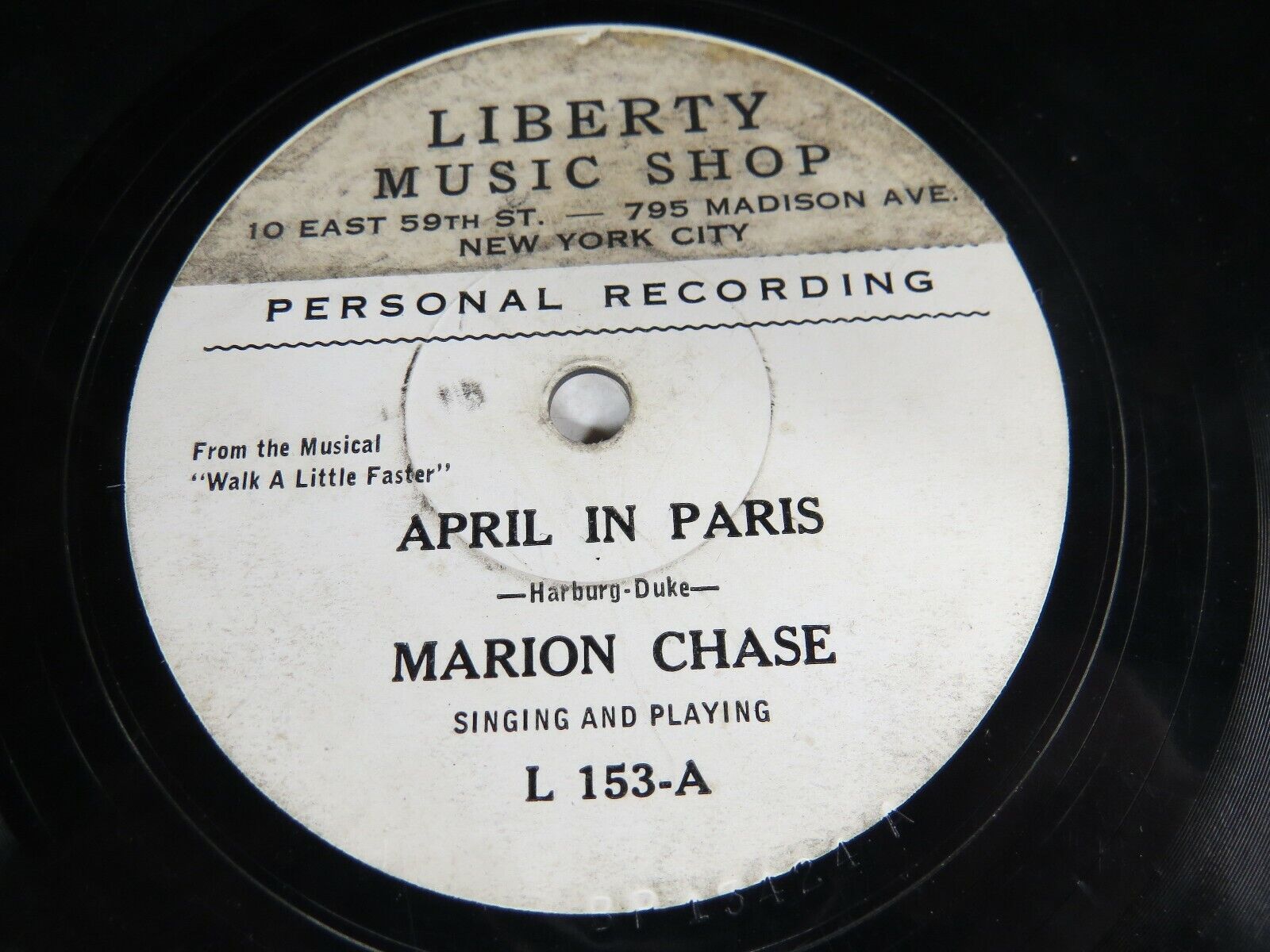 Marion Chase - LIBERTY MUSIC SHOP PERSONAL RECORDING L153 - April In Paris