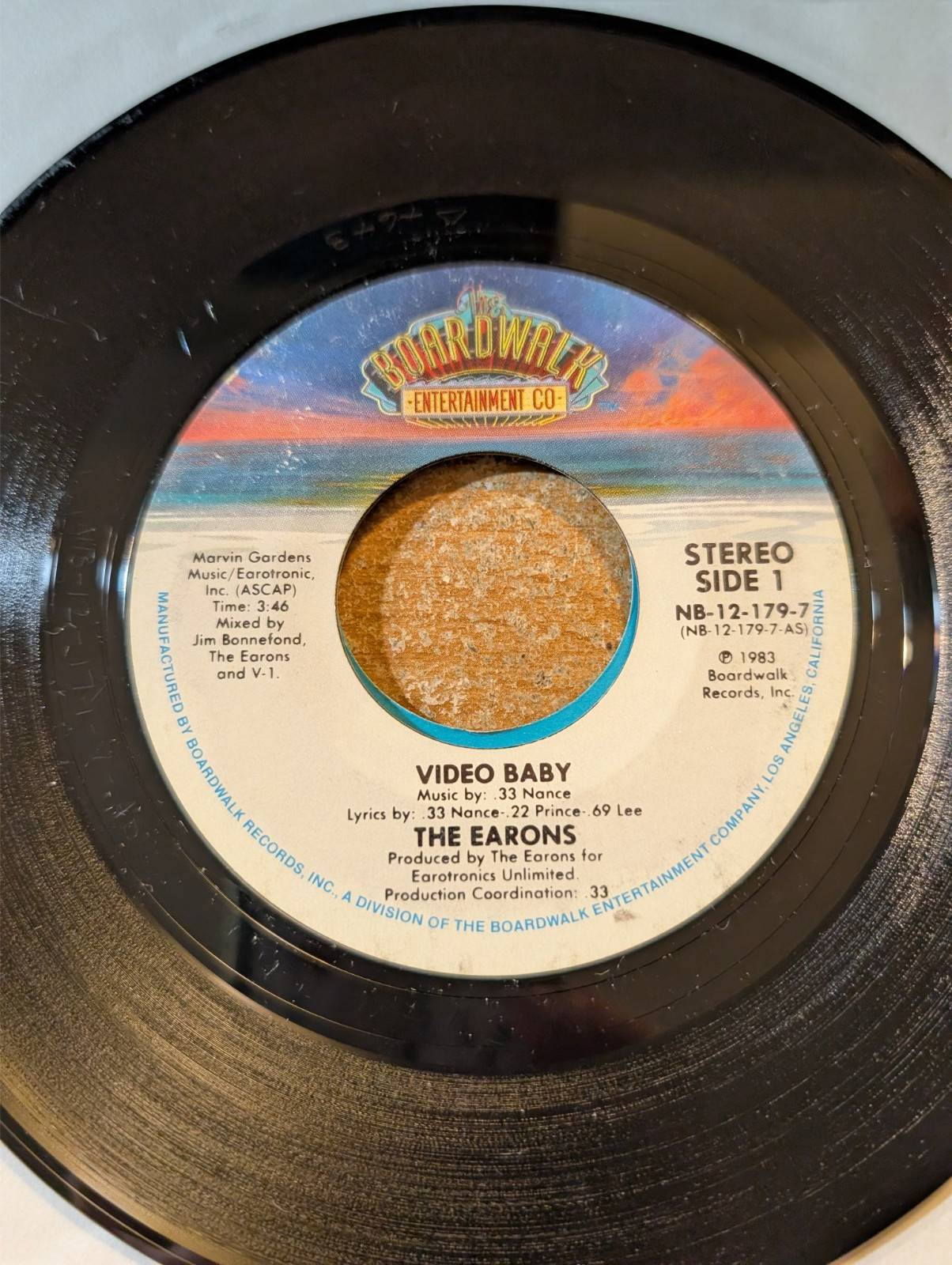 The Earons Video Baby / Instrumental Boardwalk 1983 EX DISCO FUNK 45 RPM Record