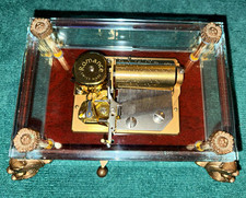 Vintage Romance 36 Note Glass Music Box Mozart Magic Flute Excellent Condition picture