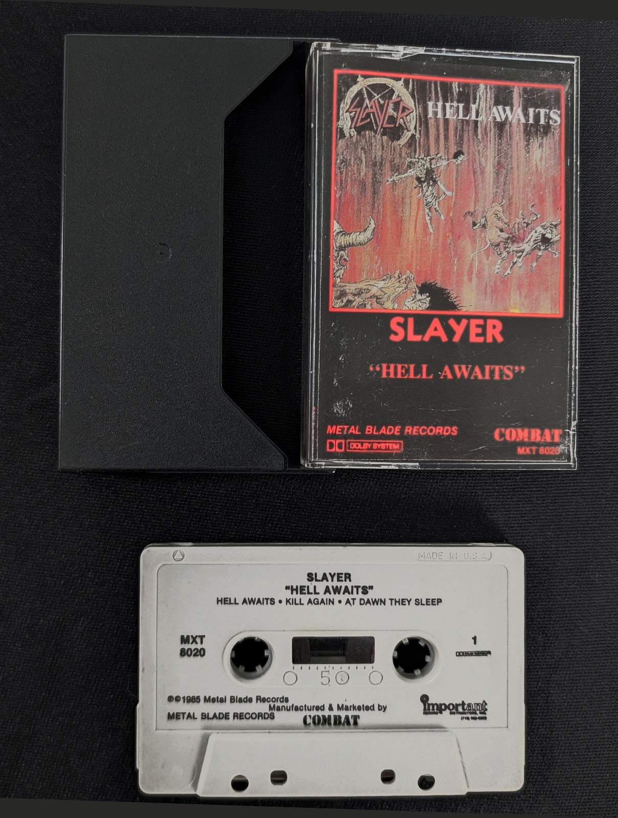 SLAYER Hell Awaits 1985 TRUE 1st PRESS Off-White Tape Combat SINGLE OWNER