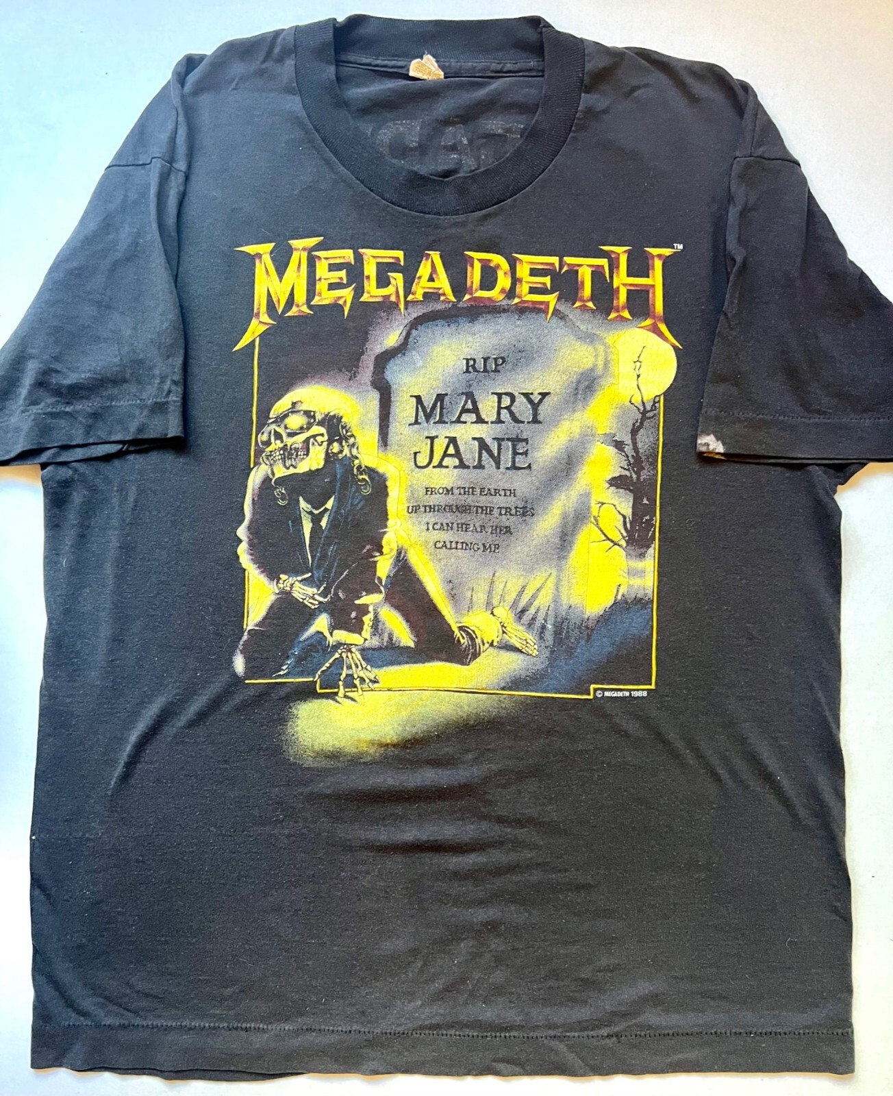 Vintage Megadeth RIP Mary Jane Grail T-Shirt Black Large