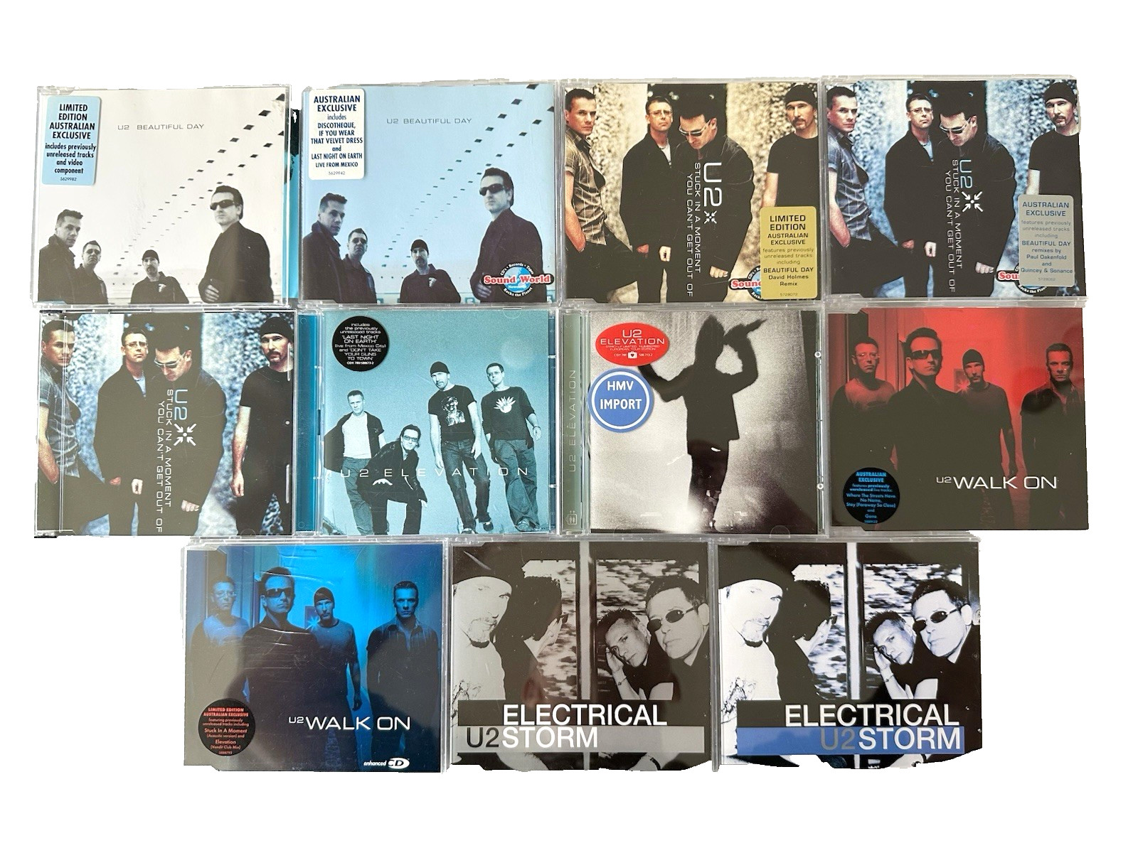 U2 CD Lot (11 CDs) Elevation Era 2001 Australian Imports Live B-Sides Numbered