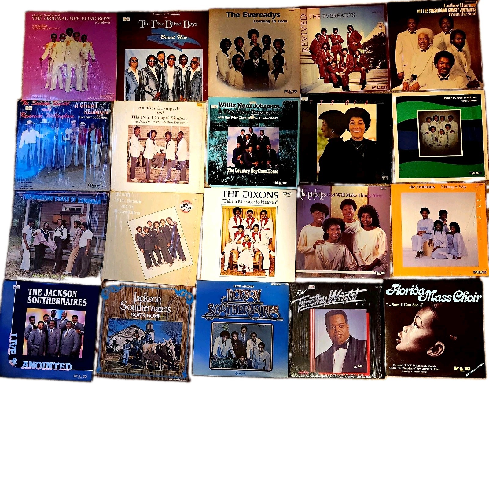 RARE LOT of 20 Vintage Black Gospel Vinyl LP Records