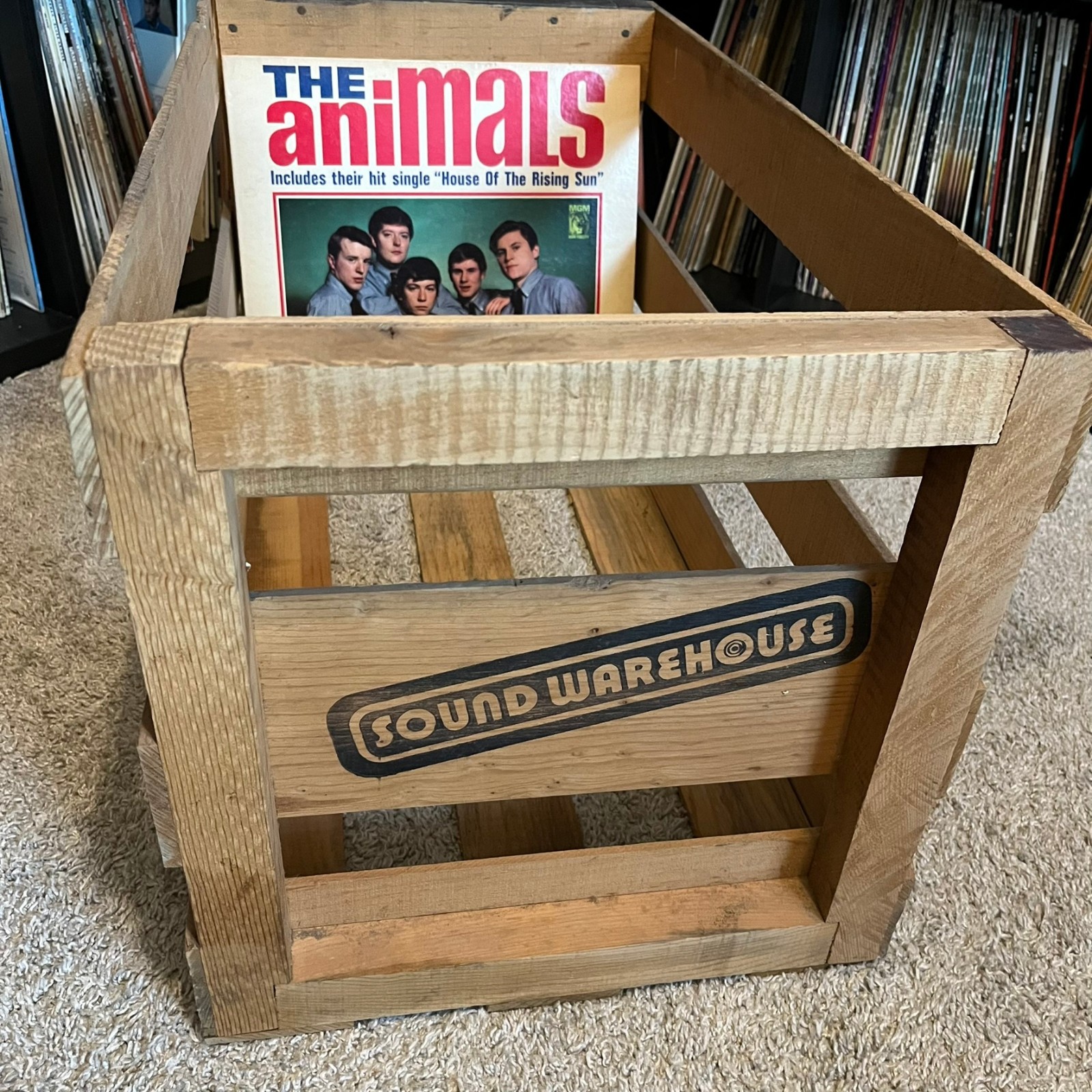 Vintage Wood 12” Vinyl Record Crate Storage Box - Sound Warehouse - Excellent