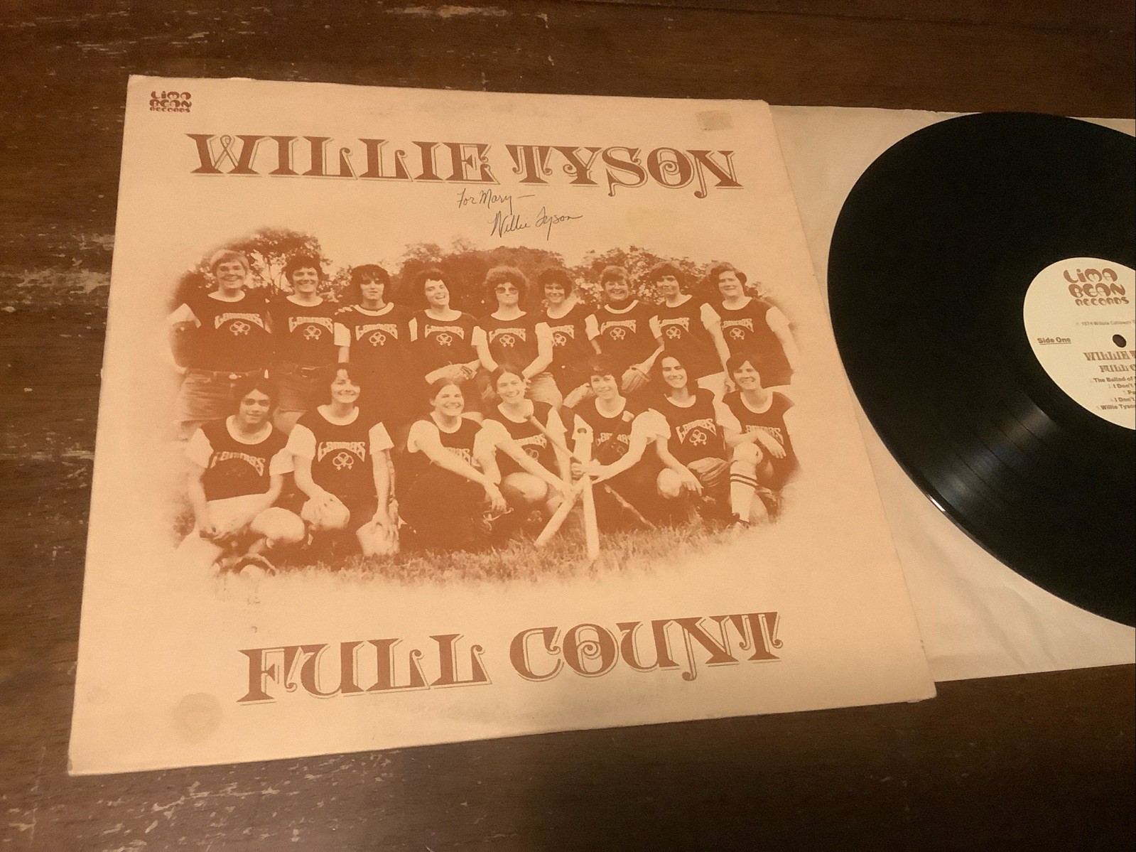 Willie Tyson Signed LP Full Count 1974 Blues,Folk  Lima Bean Records Mark Wenner