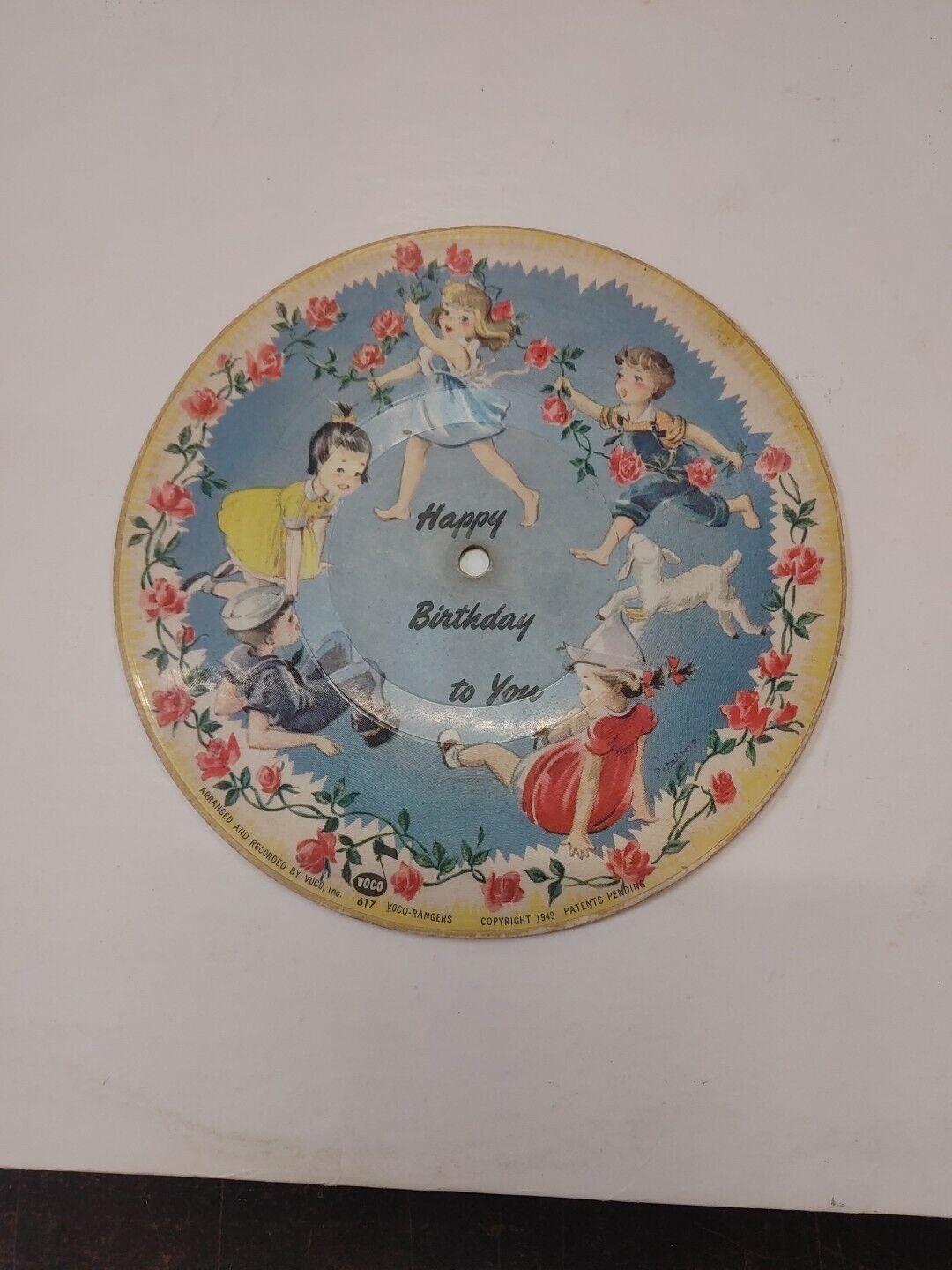 VINTAGE CARDBOARD CHILDREN  RECORDS 1949 Rare Happy Birthday Voco 617. Nice