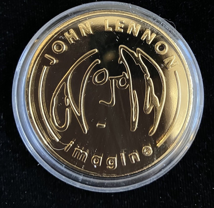 Vintage John Lennon 1998 Imagine Coin 24 Gold Plated