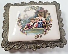 Music Box Wind Up Victorian Lovers Porcelain TOP ONLY NON-WORKING  VTG *READ* picture