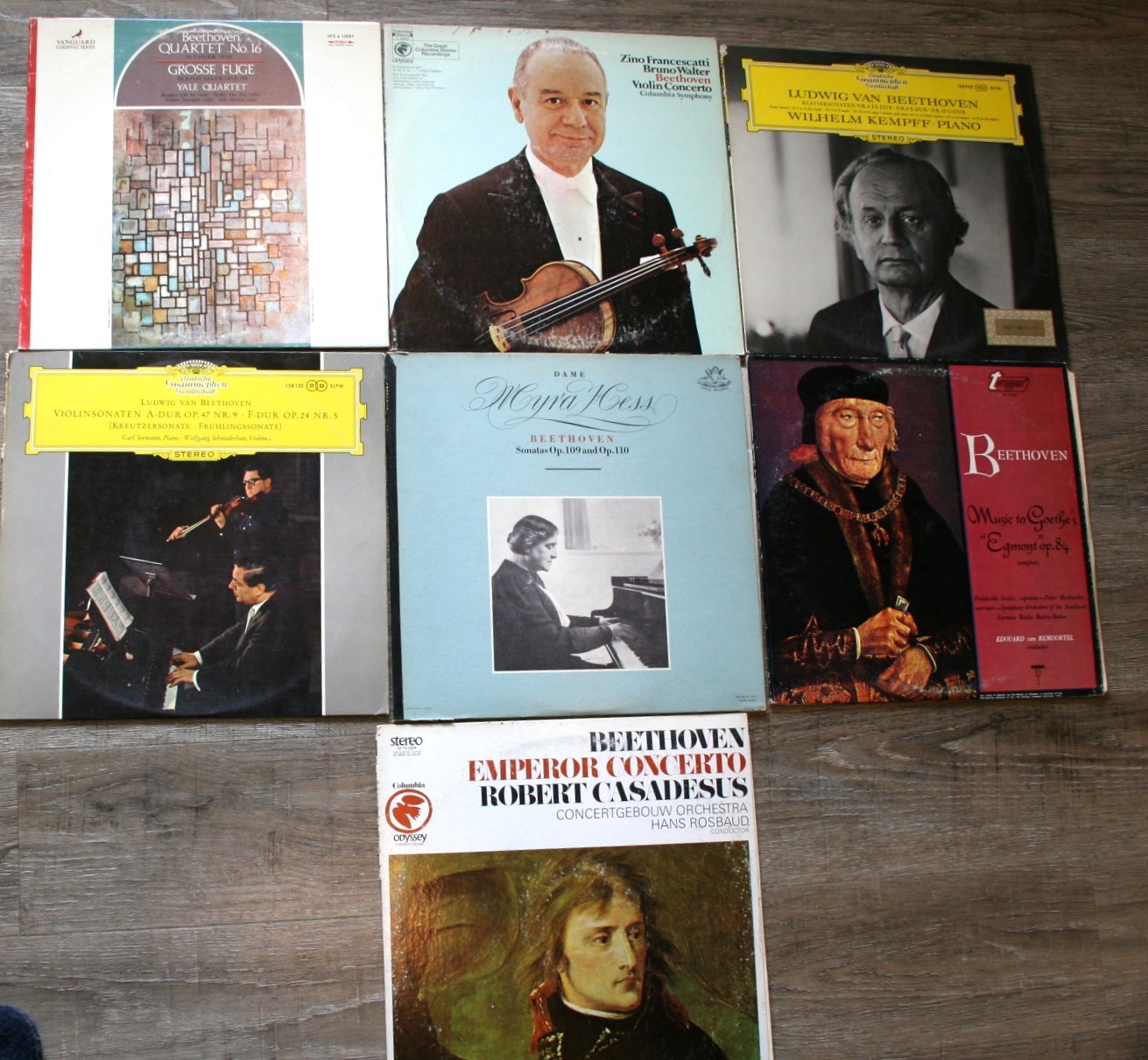 Vintage BEETHOVEN Vinyl Records Lot of 7 Emperor Concerto, Sonatas, Quartet 16 +