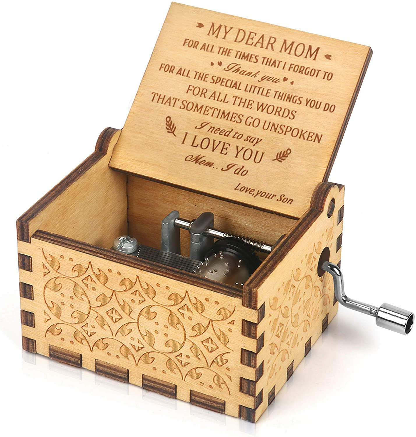 Music Box Hand Crank Engraved Mother Day-My Sunshine Mechanism Antique Vintage..