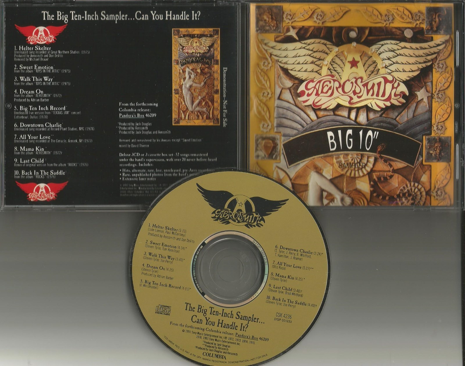 AEROSMITH 1991 Rare 10TRX BOX SET sampler PROMO CD w/ UNRELEASED & REMIX & LIVE