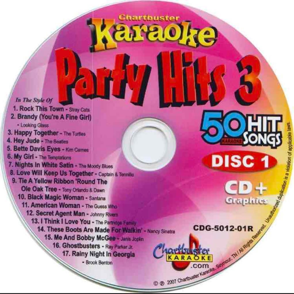 CHARTBUSTER PARTY HITS KARAOKE CDG DISC CD+G 5012-01 OLDIES POP ROCK CD MUSIC 