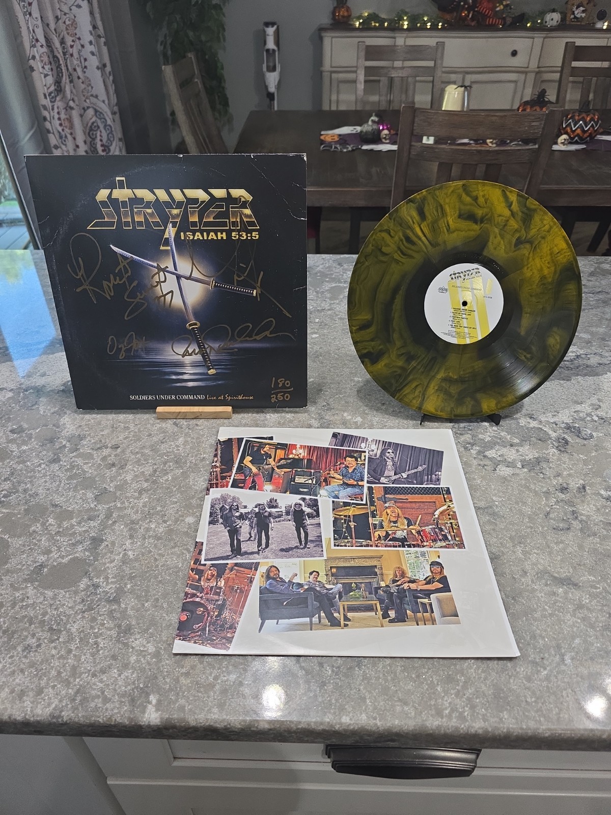 Stryper Soldiers Under Command Lt Ed Hand Poured Hand Signed Yellow/Black Swirl 