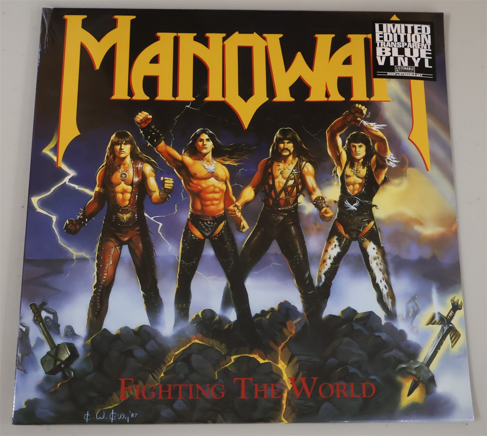 Manowar Fighting The World Blue Vinyl LP Record new