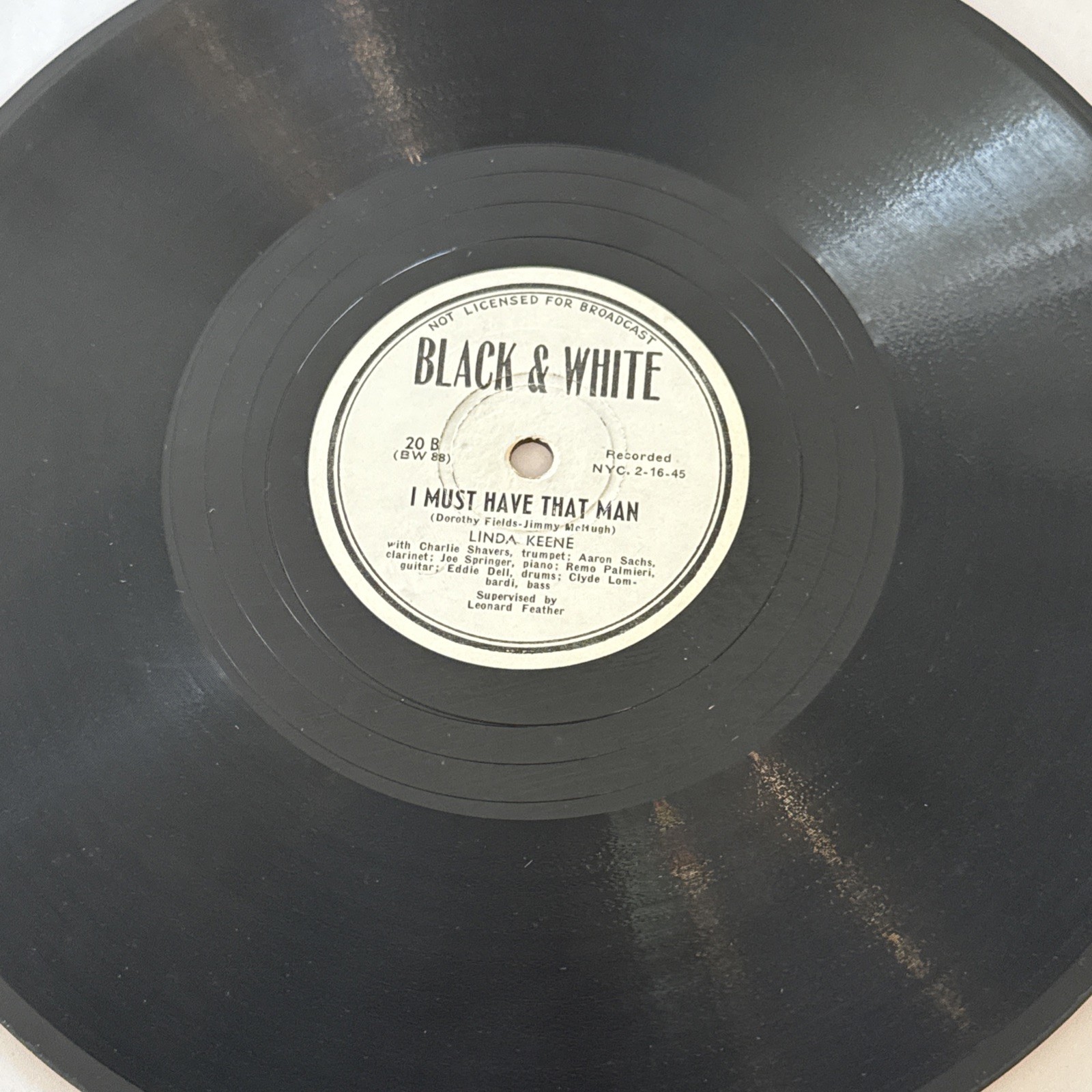 1945 JAZZ - LINDA KEENE I Must Have That Man Black & White 20 EX/NM