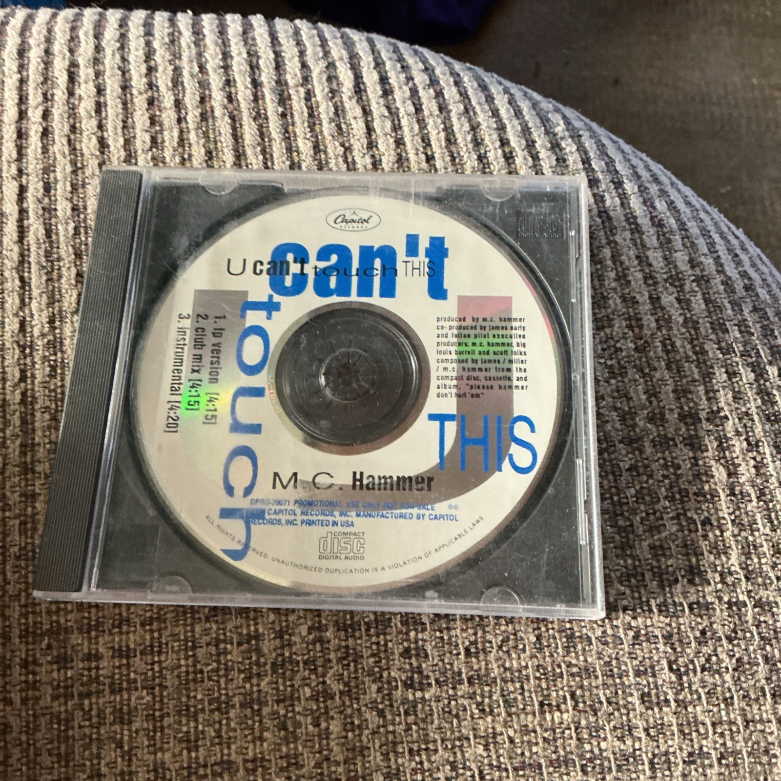 M.C. HAMMER U CAN’T TOUCH THIS 1990 CD PROMOTIONAL SINGLE OOP CAPITOL PRINT 3TRX
