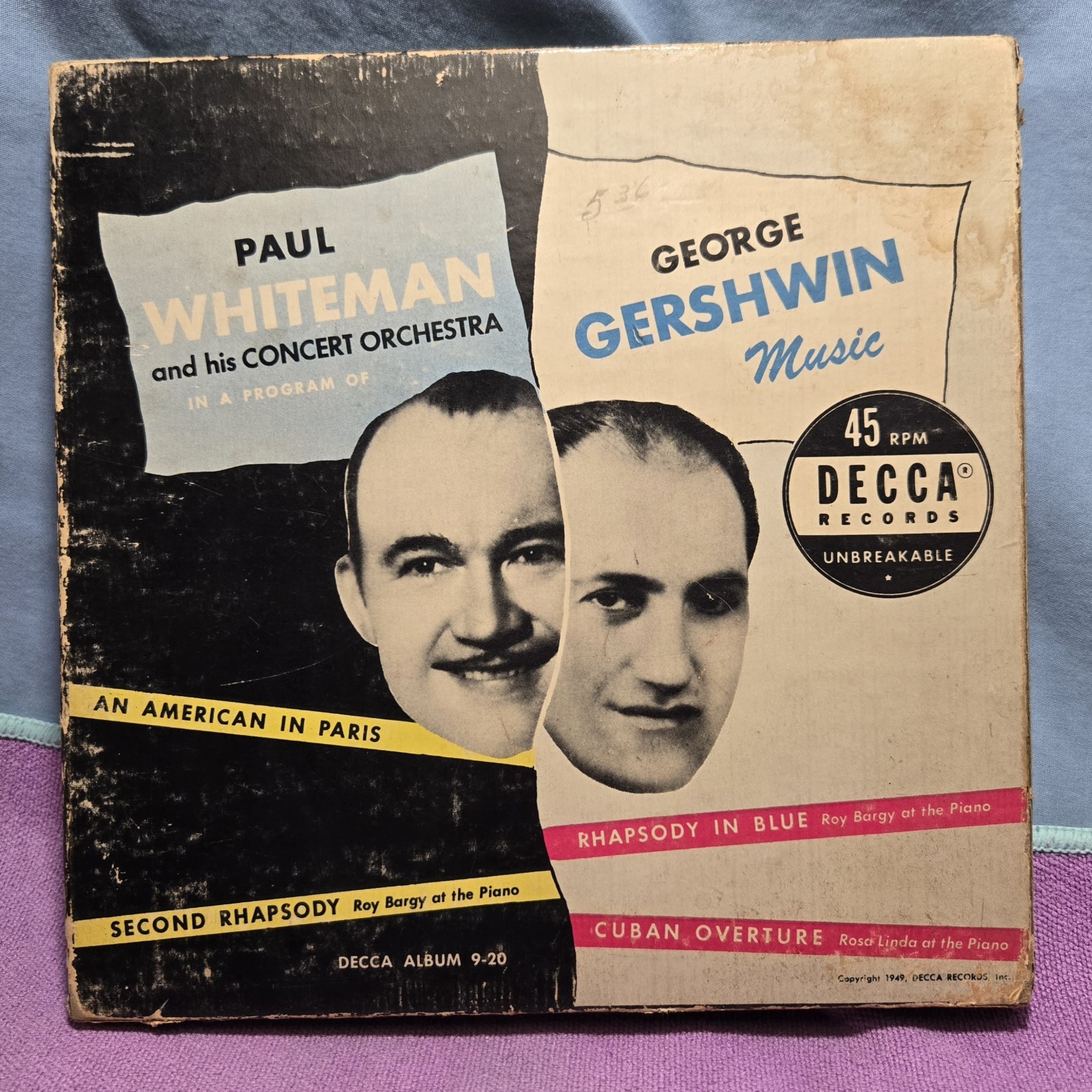 Vintage 1949 George Gershwin Paul Whiteman Decca 9-20 45 RPM 5-Record Box Set VG