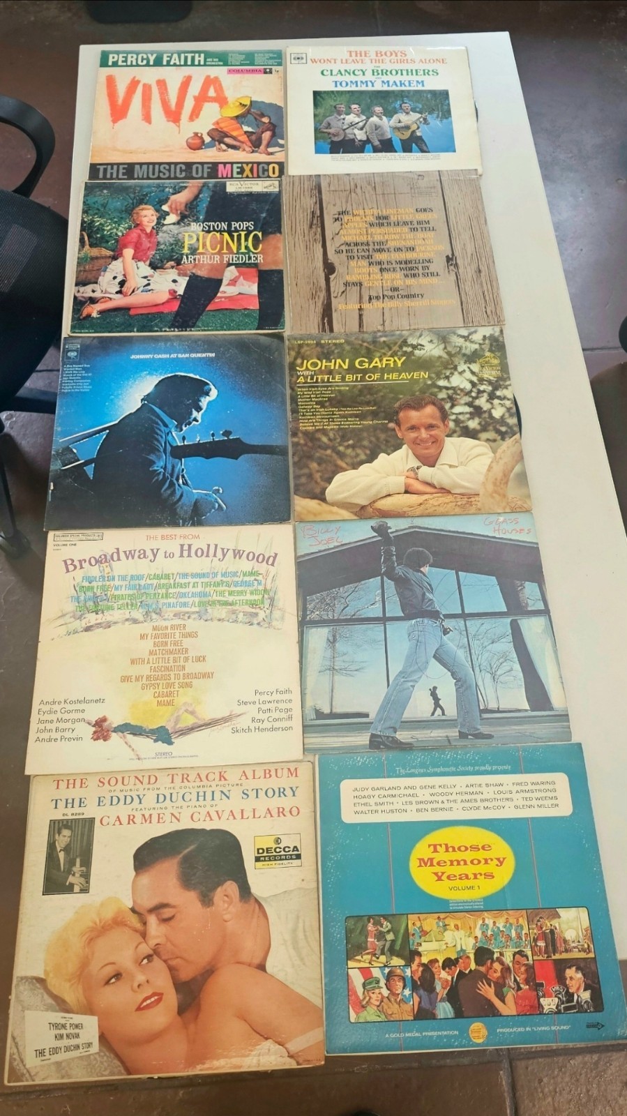 Lot of 10 Vintage Vinyl  LP Collection – Johnny Cash, Billy Joel, &More