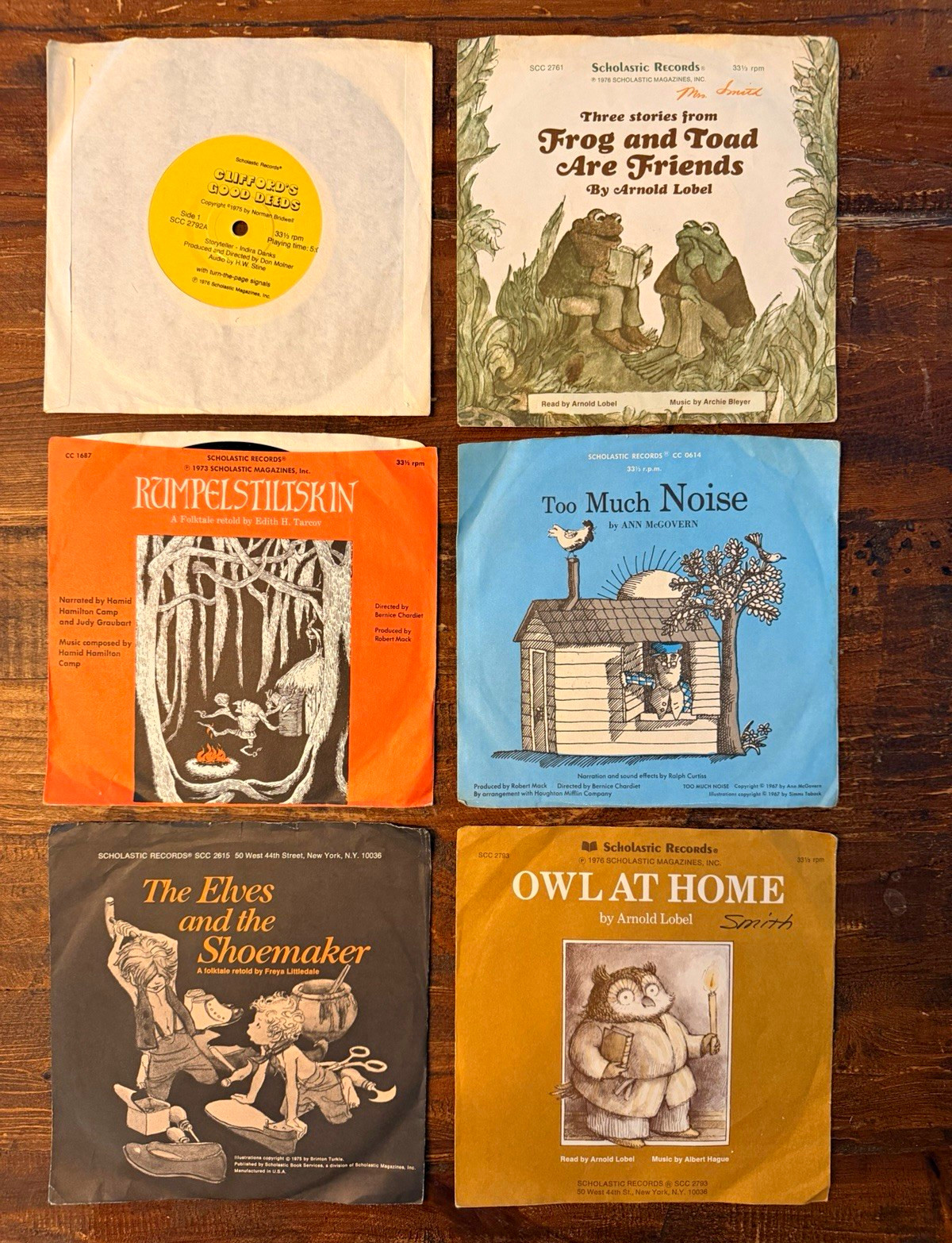 Vintage Scholastic Records Lot 6 Frog Toad Owl Clifford Arnold Lobel 33 RPM