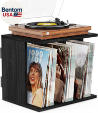 Vinyl Record Storage, Record Player Stand Wall Mount up to 80-100 Albums, 3-Comp picture
