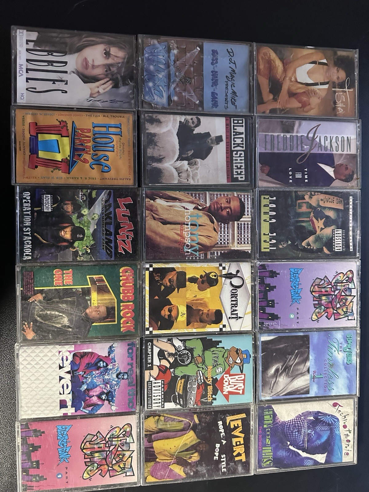 18 Vintage Rap R&B Cassettes Lot 90s Luniz Ice Cube Chubb Rock Levert Tested