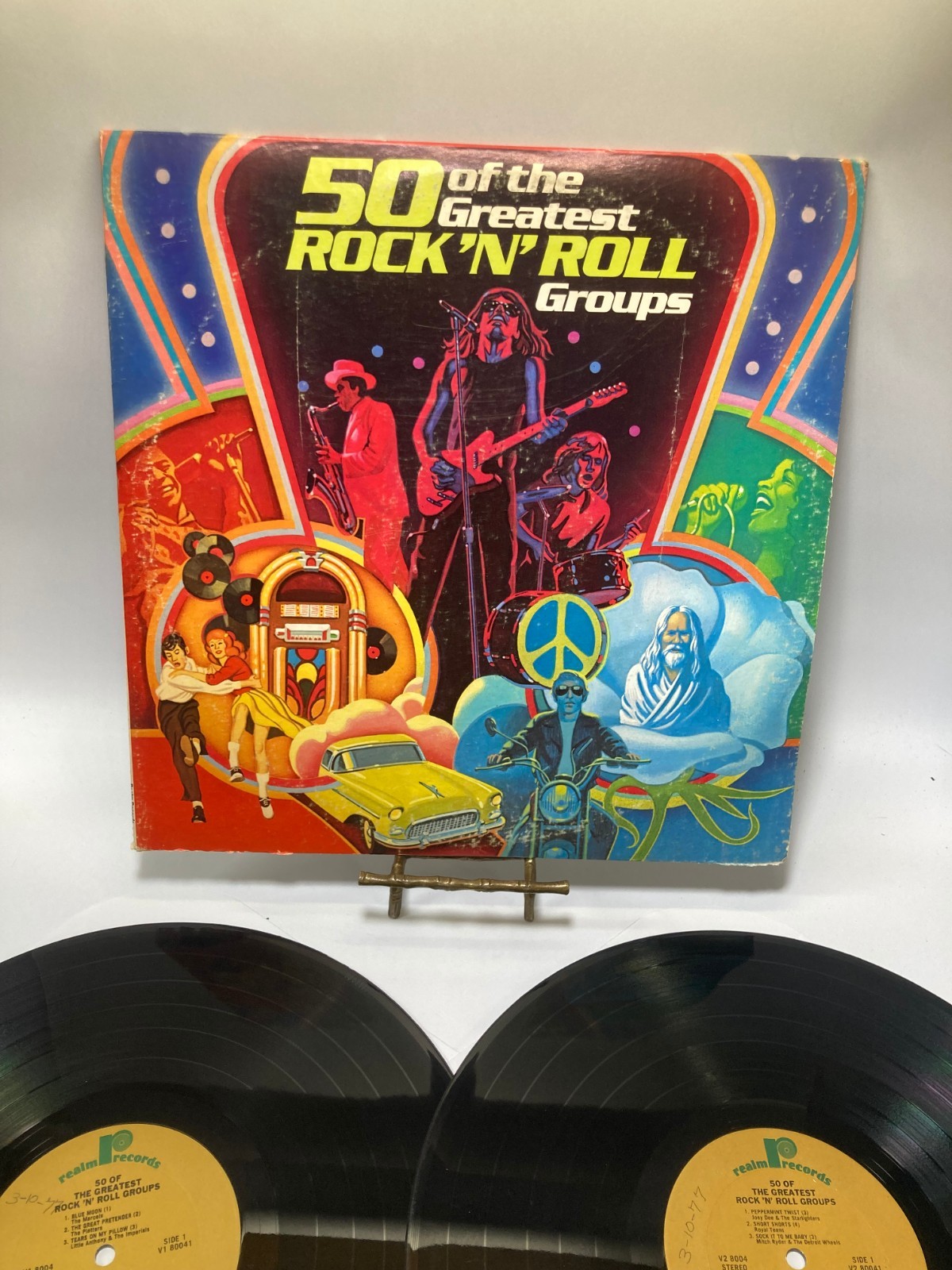 50 GREATEST ROCK N ROLL GROUPS DOUBLE 2 LP ON REALM RECORDS 2V 8004
