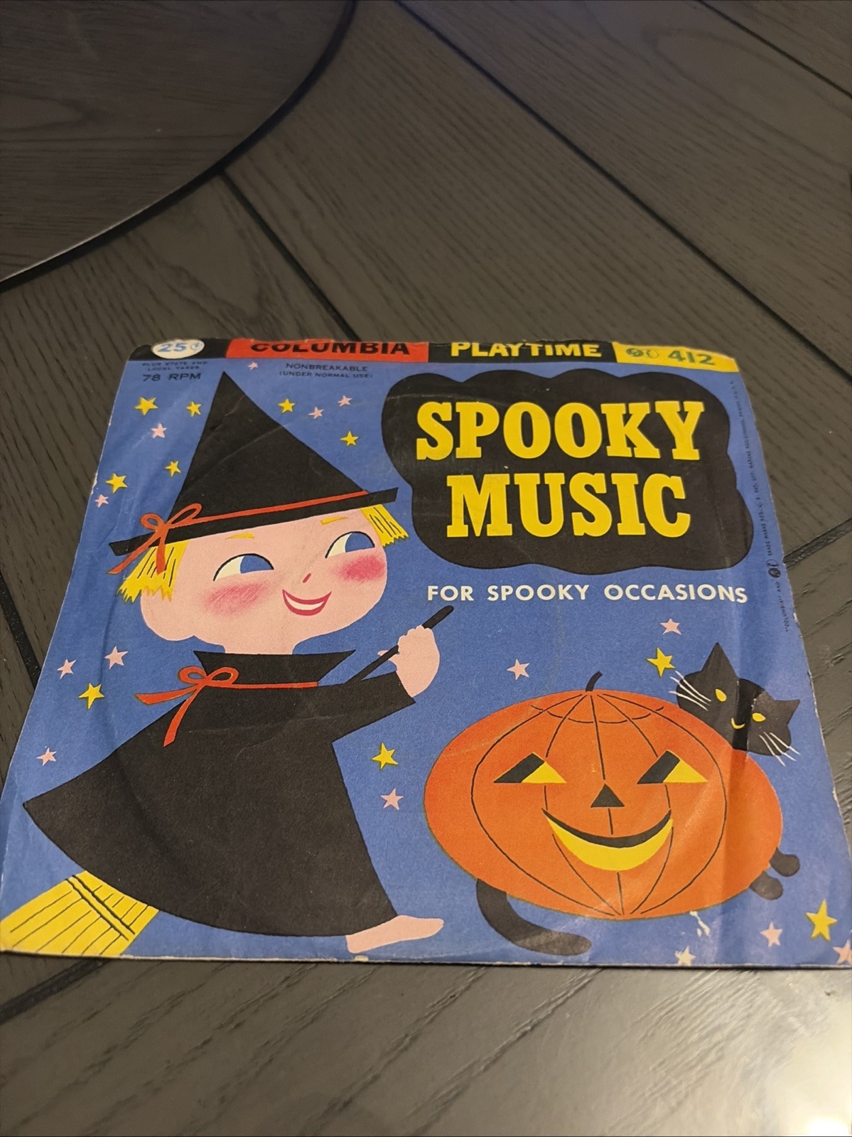 Columbia Playtime 78 RPM Small Record Old Vintage Spooky Music 