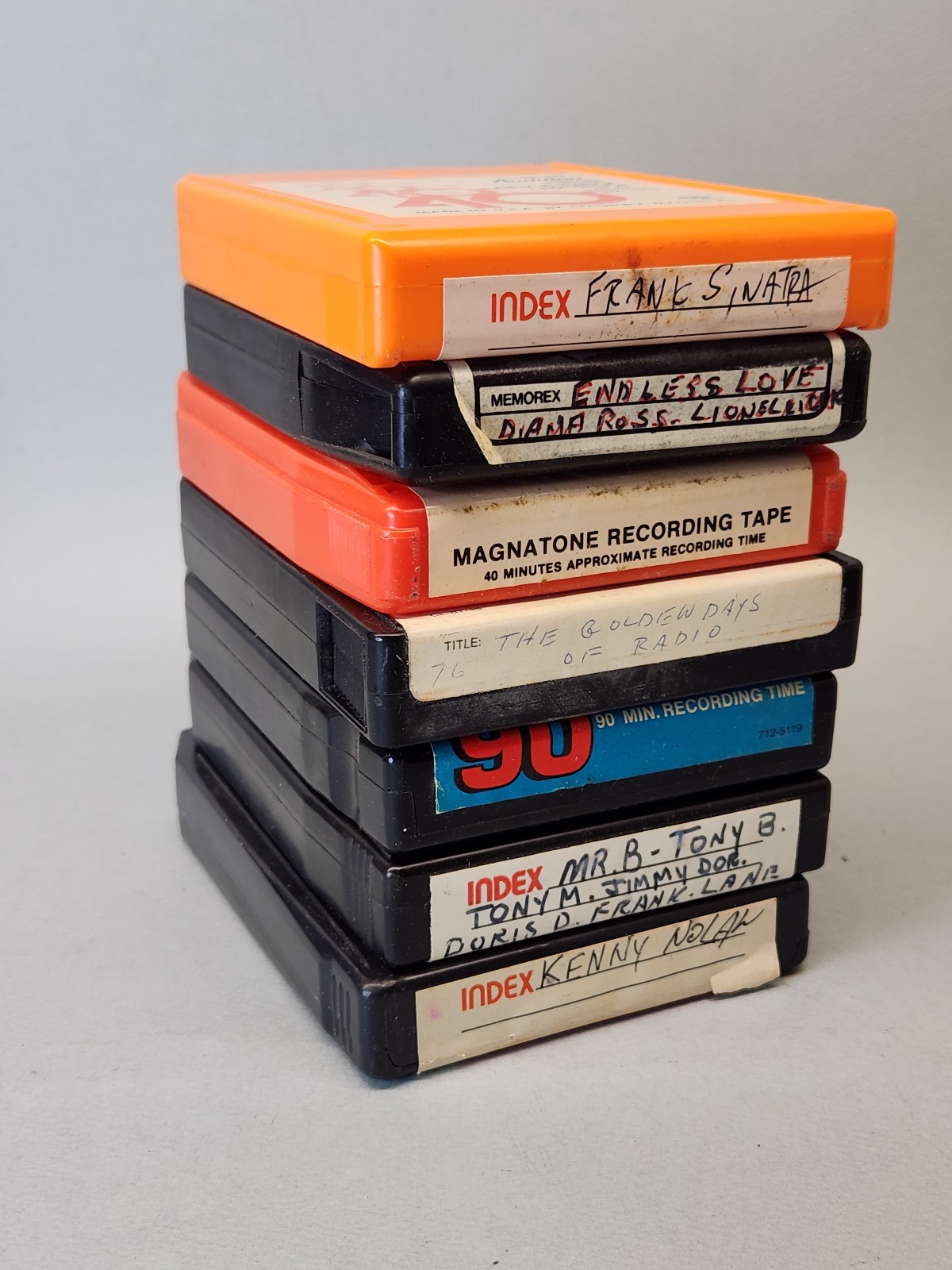Lot of 7 Used Blank 8 Track Tapes - Columbia, Memorex, Magnatone, Scotch, etc