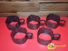 Copper antique openwork Egyptian style cup holder tableware set of 5 (diameter: picture