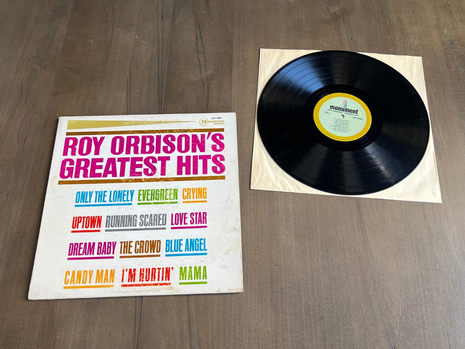 Roy Orbison Roy Orbison\'s Greatest Hits Vinyl LP 1963 Monument MLP-8000 FAIR/VG