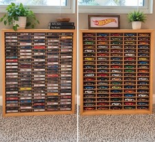 Vintage Wooden 100 Slot Cassette Tape Storage Rack Wall Display Organizer picture