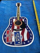 Stars And Stripes Americas Finest Beer Old Milwaukee Guitar Metal Sign Vintage picture