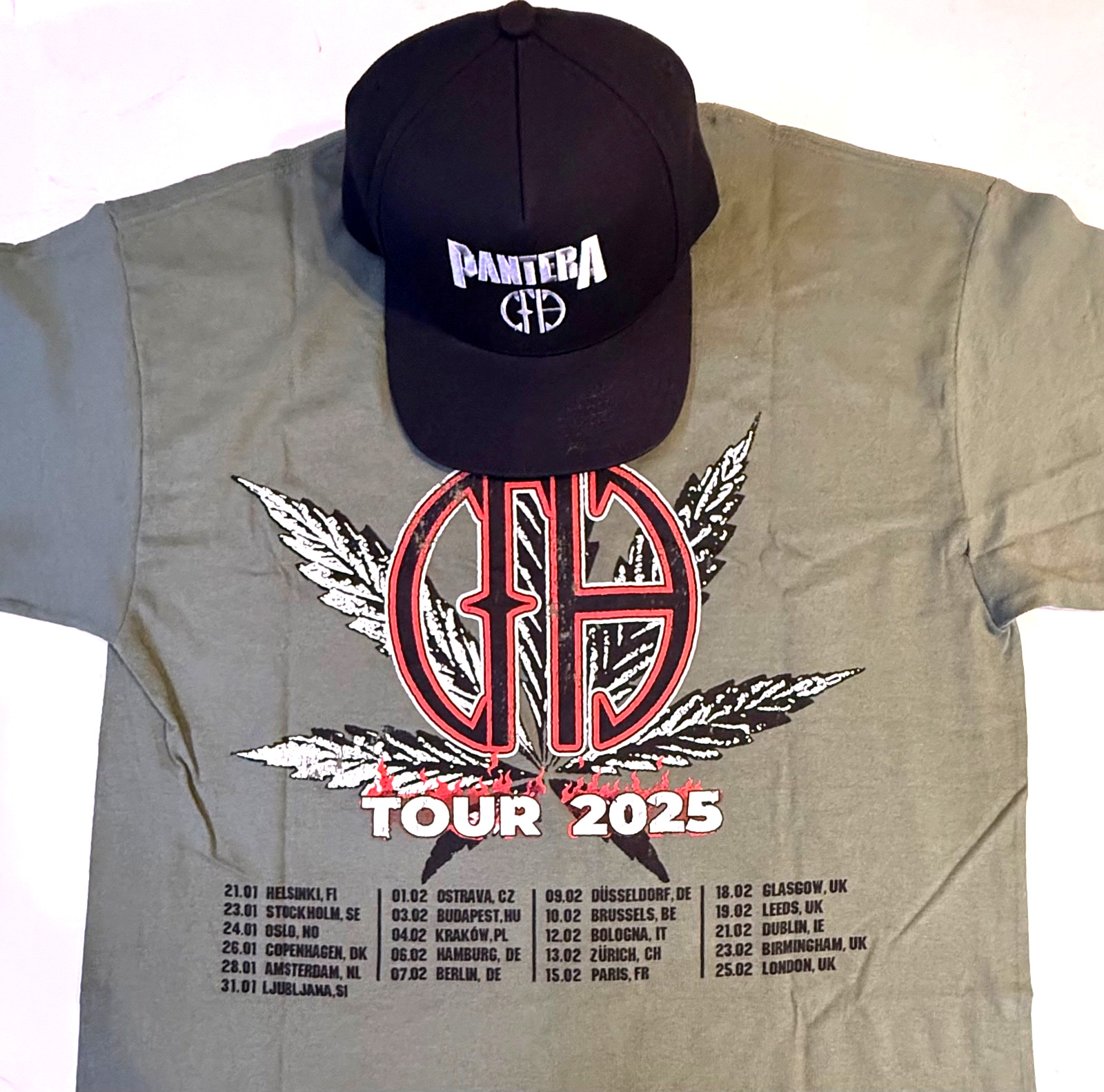 PANTERA Official 2025 TOUR HAT+SHIRT Large Snapback Cap RARE