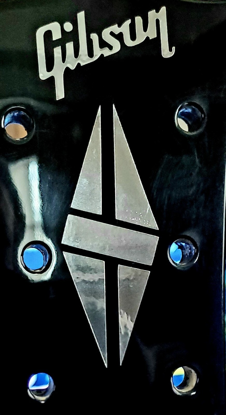 2 Gibson Guitar Headstock Logos & 1 Split Diamond, Decal, OEM Size, 0.2% Silver