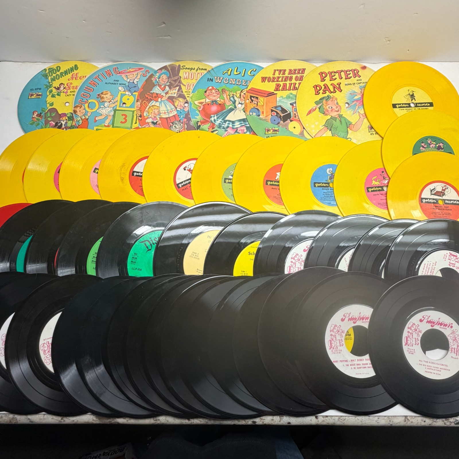Vintage Children's 45 Record Vinyl  Lot of 40 ~  Golden Records , Playhour Kids