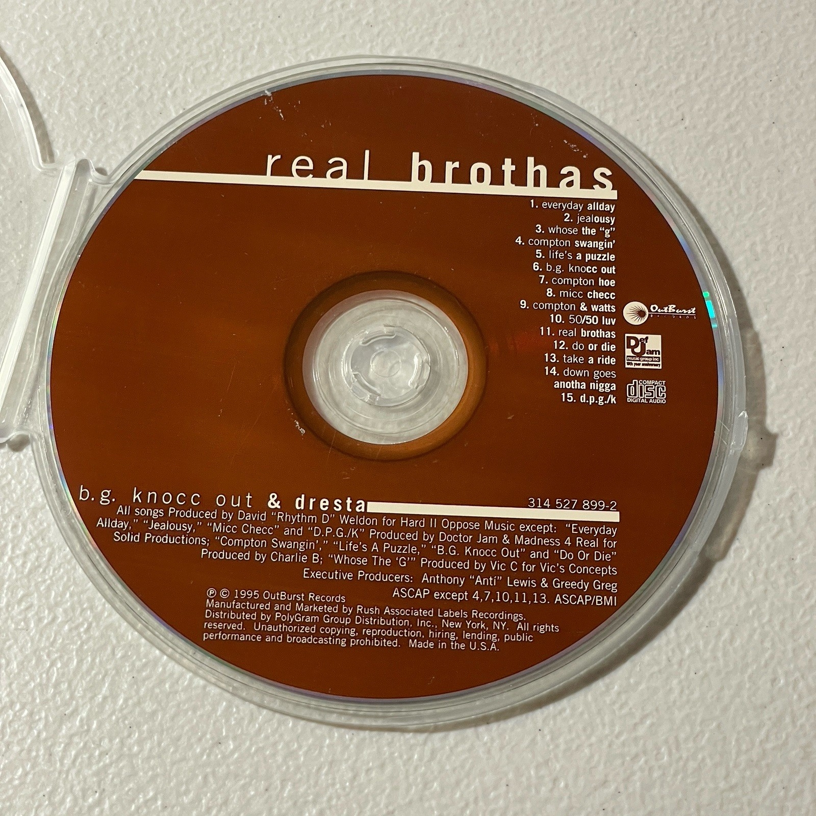 B.G. Knocc Out & Dresta Real Brothas CD ONLY EXCELLENT SHAPE DEF JAM