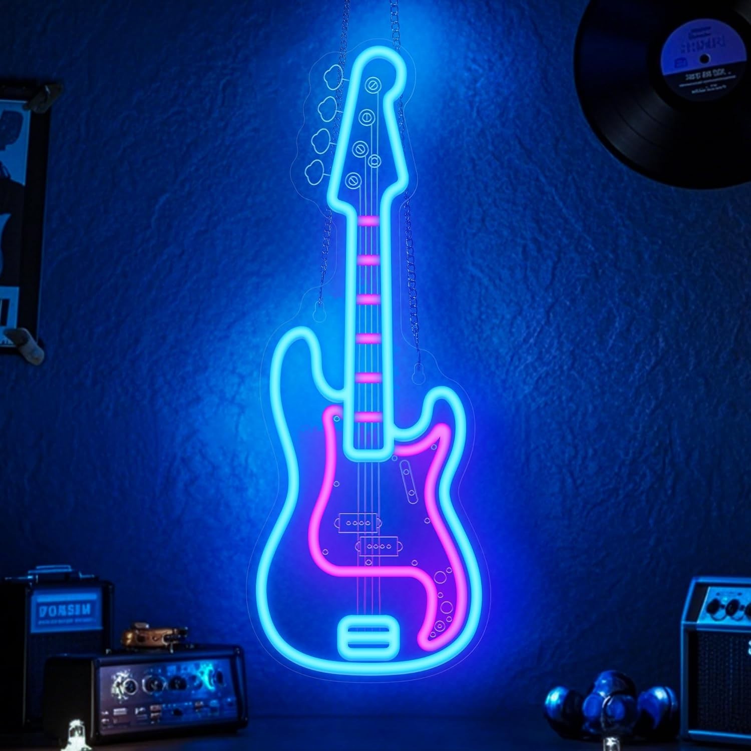 Stylish USB Powered Bass Guitar Neon Sign – Modern Decor for Music Studios