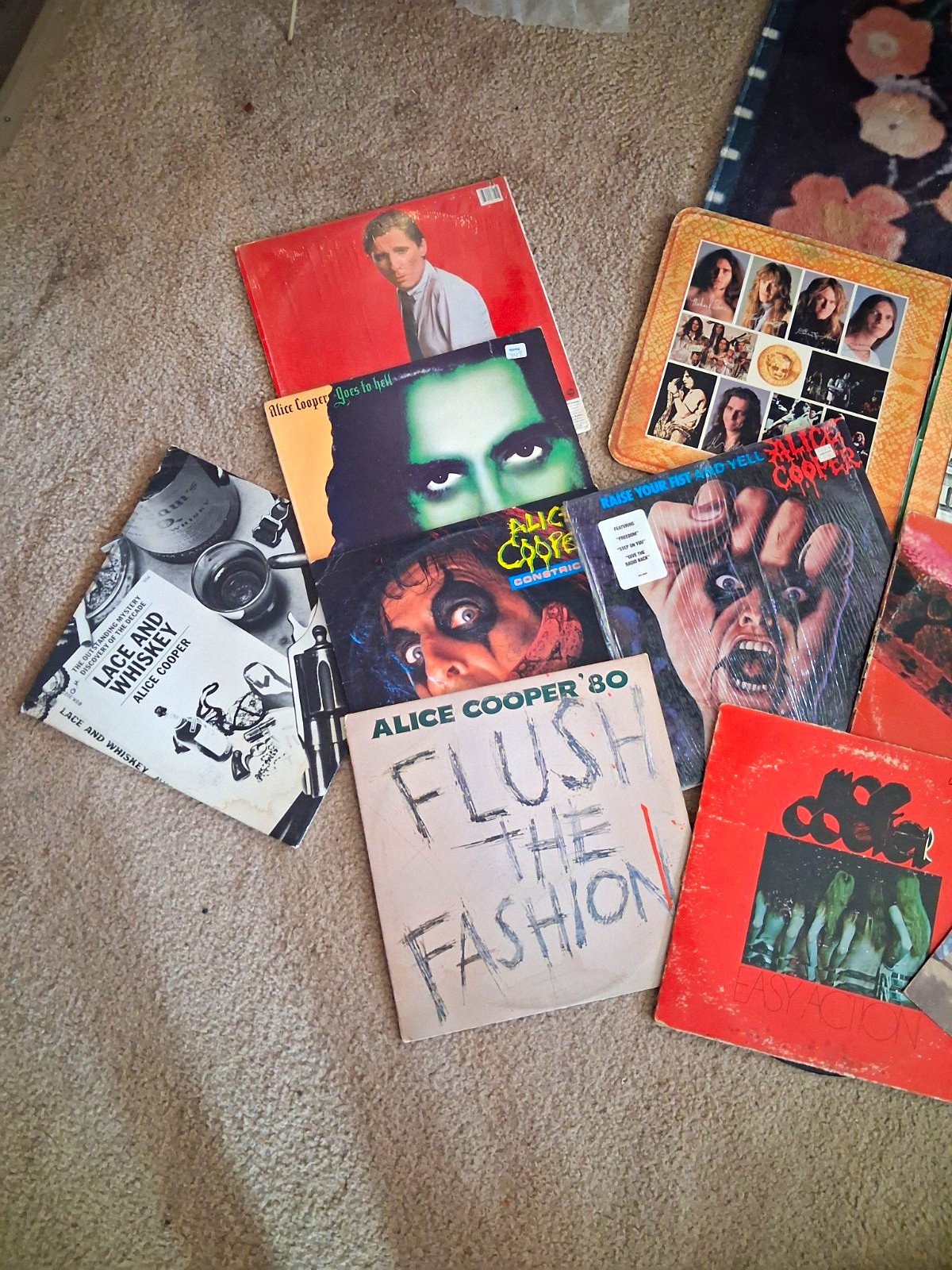 Alice Cooper Vinyl Record Albums & 1975 Rolling Stone Scrapbook. 11 Albums Total