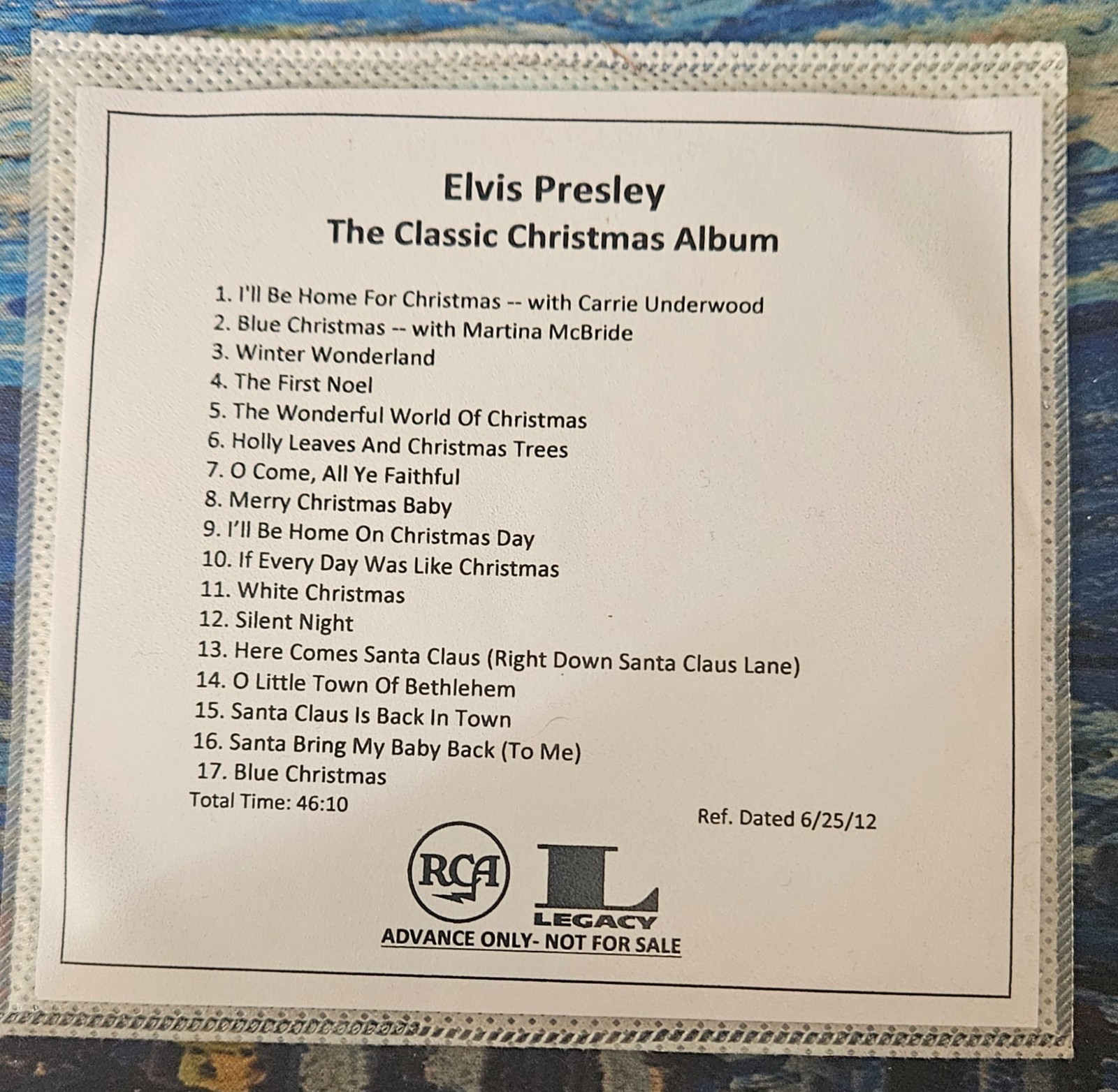 Elvis Presley, The Classic Christmas Album; 17 Trk Promo Adv Factory Issued CDr