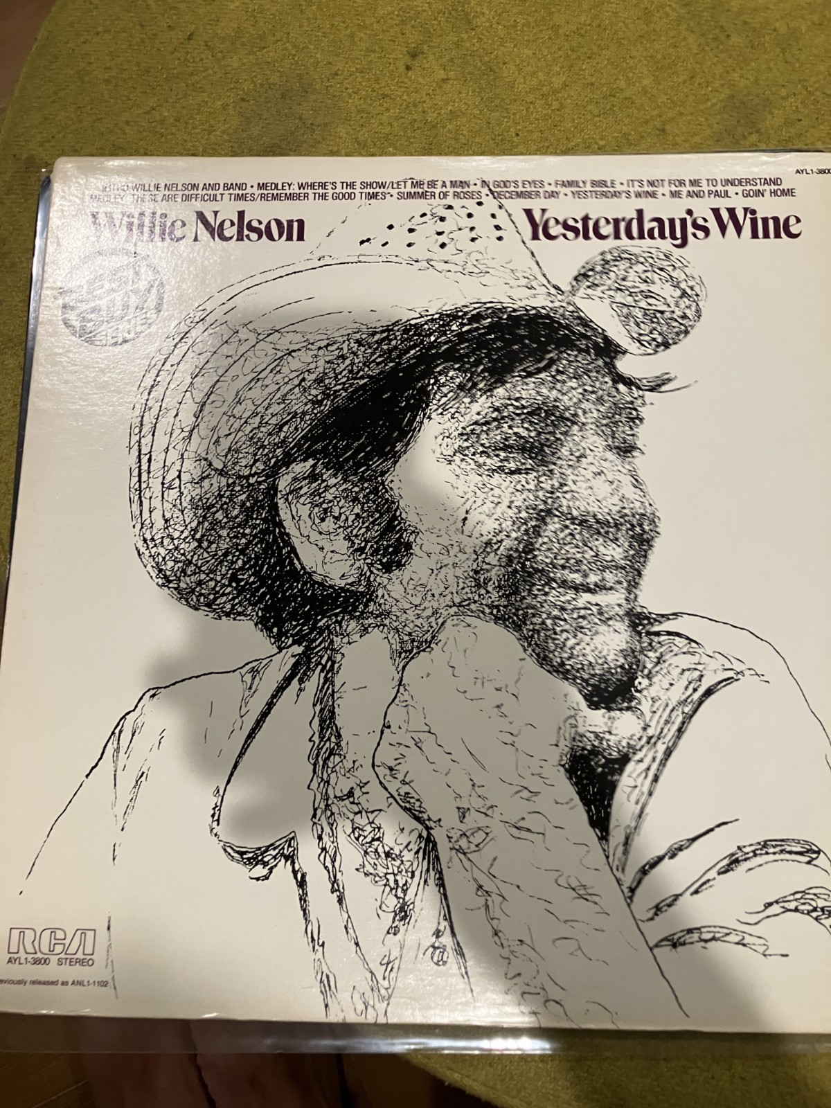 Willie Nelson – Yesterday's Wine LP Record 1980 Press