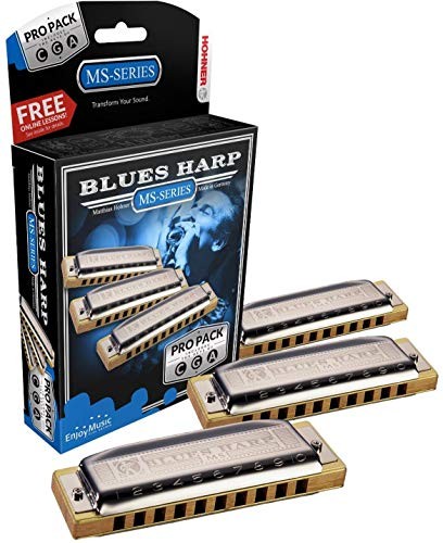 Hohner Blues Harp G-C-A Propack (3P532BX), Silver,Gold