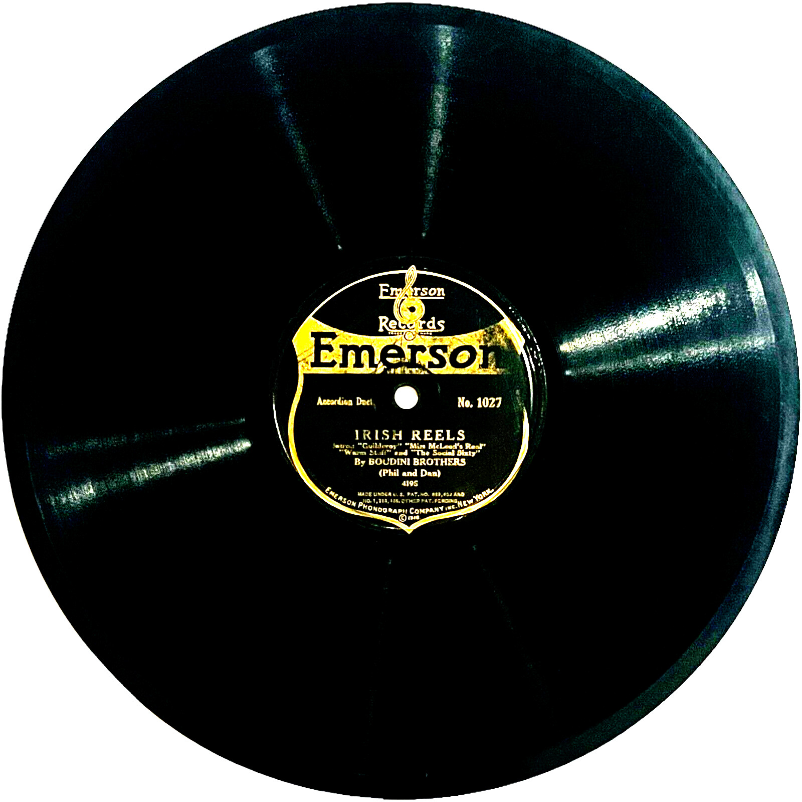 Boudini Bros - Irish Jigs / Irish Reels - Emerson Record No. 1027 - 78rpm 10\