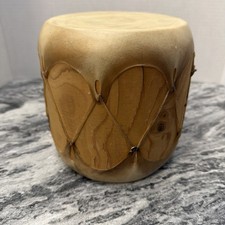 Native American Indian Rawhide Stretched Leather Wood Log Drum Double Sided picture