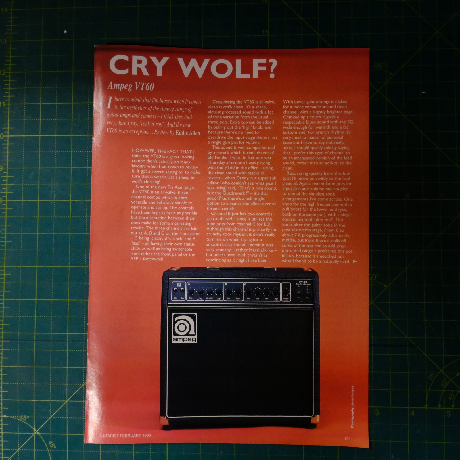 21x30cm magazine review 1990 AMPEG VT60 , 2 sides