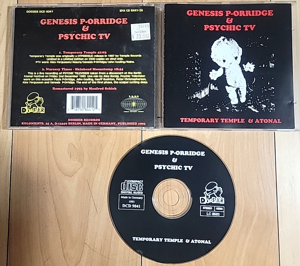 GENESIS P ORRIDGE & PSYCHIC TV - Temporary temple & Atonal 1993 Made Germany CD